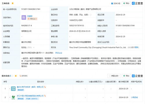 小商品城攜手重慶成立數智產業園，注冊資本1億賦能數據處理與存儲服務